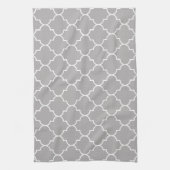 Gray Latticework, Quatrefoil, Marokkaanse Trellis Theedoek (Verticaal)
