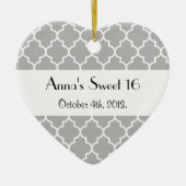 Gray Latticework, Quatrefoil, Trellis, Sweet 16 Keramisch Ornament (Voorkant)