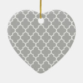 Gray Latticework, Quatrefoil, Trellis, Sweet 16 Keramisch Ornament (Achterkant)