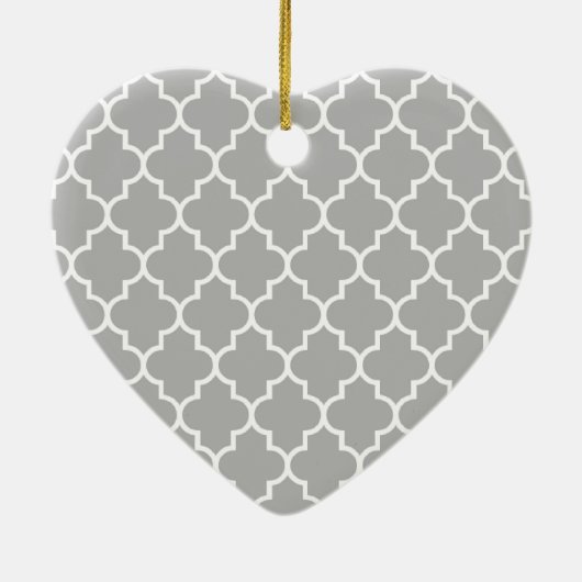 Gray Latticework, Quatrefoil, Trellis, Sweet 16 Keramisch Ornament (Achterkant)