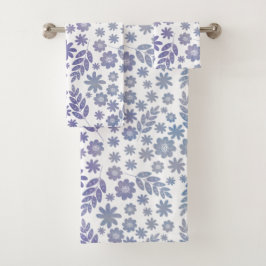Gray & Lavender Floral Pattern Bad Handdoek