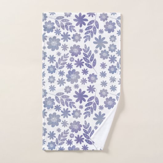 Gray & Lavender Floral Pattern Bad Handdoek (Handdoek)
