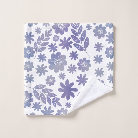 Gray & Lavender Floral Pattern Bad Handdoek (Wasdoekje)