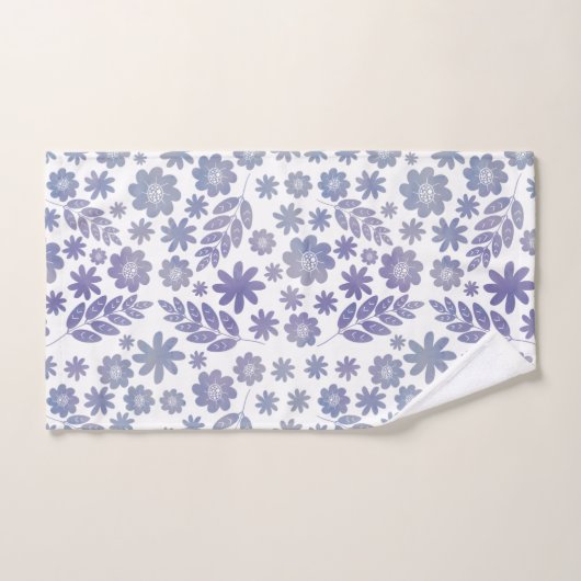 Gray & Lavender Floral Pattern Bad Handdoek (Handdoek)