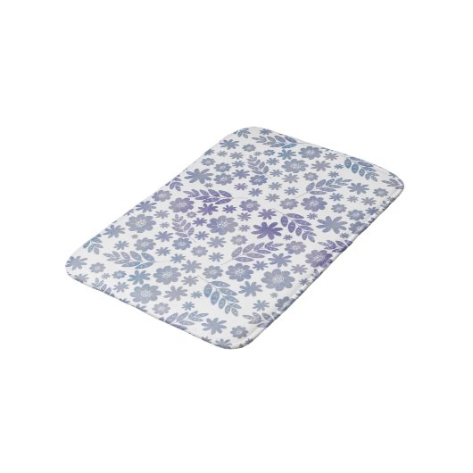 Gray & Lavender Floral Pattern Badmat (Gekanteld)