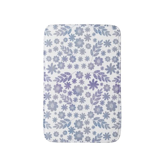 Gray & Lavender Floral Pattern Badmat (Voorkant Verticaal)