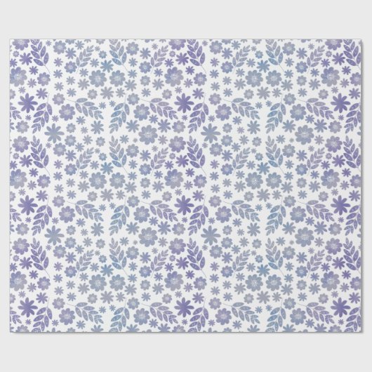 Gray & Lavender Floral Pattern Cadeaupapier (Vlak)