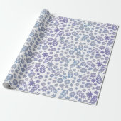 Gray & Lavender Floral Pattern Cadeaupapier (Uitgerold)