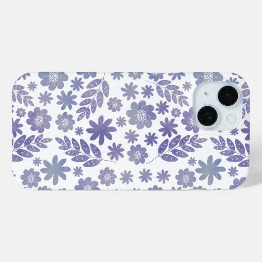 Gray & Lavender Floral Pattern Case-Mate iPhone Case (Achterkant (horizontaal))