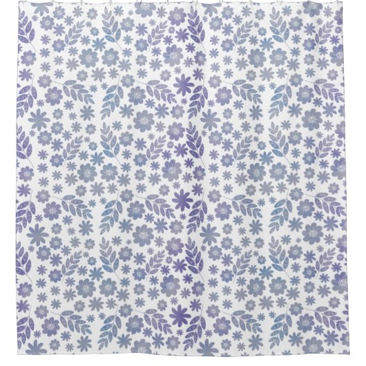 Gray & Lavender Floral Pattern Douchegordijn (Voorkant)