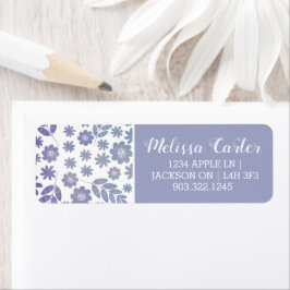 Gray & Lavender Floral Pattern Etiket