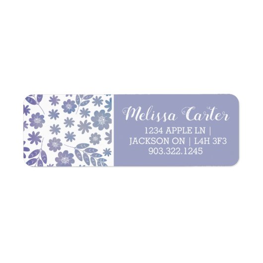 Gray & Lavender Floral Pattern Etiket (Voorkant)