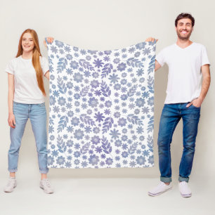 Gray & Lavender Floral Pattern Fleece Deken