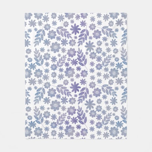 Gray & Lavender Floral Pattern Fleece Deken (Voorkant)