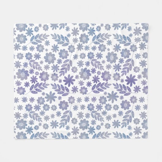 Gray & Lavender Floral Pattern Fleece Deken (Voorkant (Horizontaal))