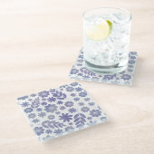 Gray & Lavender Floral Pattern Glazen Onderzetter (Schuin)
