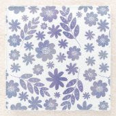 Gray & Lavender Floral Pattern Glazen Onderzetter (Voorkant)