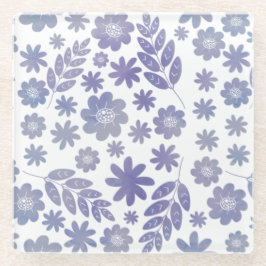 Gray & Lavender Floral Pattern Glazen Onderzetter