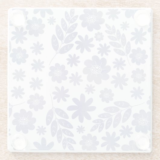Gray & Lavender Floral Pattern Glazen Onderzetter (Achterkant)