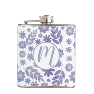 Gray & Lavender Floral Pattern Heupfles