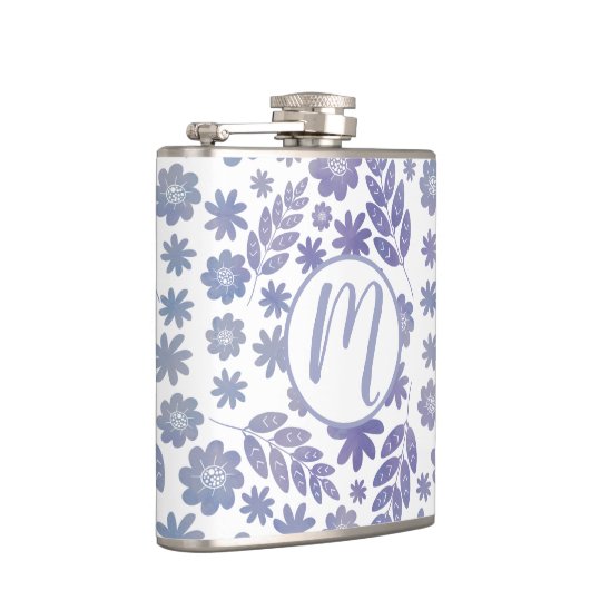 Gray & Lavender Floral Pattern Heupfles (Rechts)