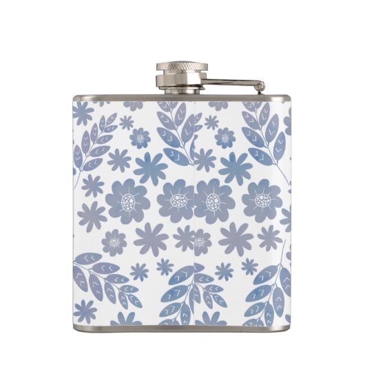 Gray & Lavender Floral Pattern Heupfles (Achterkant)