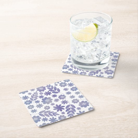 Gray & Lavender Floral Pattern Kartonnen Onderzetters (Insitu)