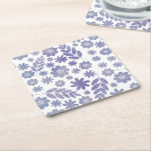 Gray & Lavender Floral Pattern Kartonnen Onderzetters (Schuin)