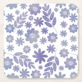 Gray & Lavender Floral Pattern Kartonnen Onderzetters (Voorkant)