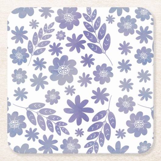 Gray & Lavender Floral Pattern Kartonnen Onderzetters (Voorkant)
