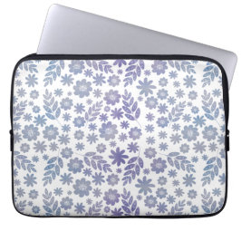 Gray & Lavender Floral Pattern Laptop Sleeve