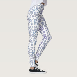 Gray & Lavender Floral Pattern Leggings
