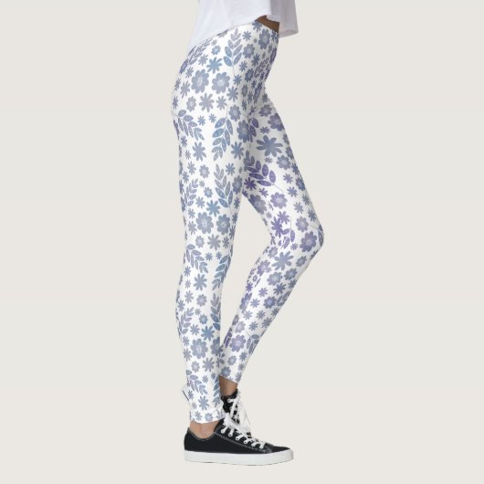 Gray & Lavender Floral Pattern Leggings (Rechts)