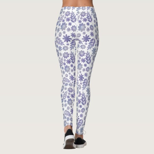 Gray & Lavender Floral Pattern Leggings (Achterkant)