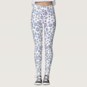 Gray & Lavender Floral Pattern Leggings (Voorkant)