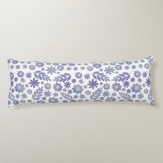 Gray & Lavender Floral Pattern Lichaamskussen (Achterkant)