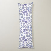 Gray & Lavender Floral Pattern Lichaamskussen (Achterkant (Verticaal))