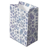 Gray & Lavender Floral Pattern Medium Cadeauzakje (Achterkant Gekanteld)