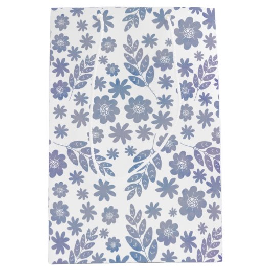 Gray & Lavender Floral Pattern Medium Cadeauzakje (Voorkant)