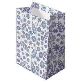 Gray & Lavender Floral Pattern Medium Cadeauzakje