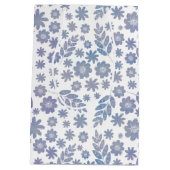 Gray & Lavender Floral Pattern Medium Cadeauzakje (Achterkant)