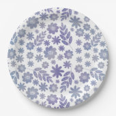 Gray & Lavender Floral Pattern Papieren Bordje (Voorkant)
