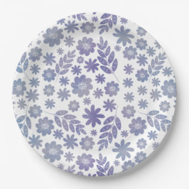 Gray & Lavender Floral Pattern Papieren Bordje