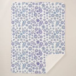 Gray & Lavender Floral Pattern Sherpa Deken