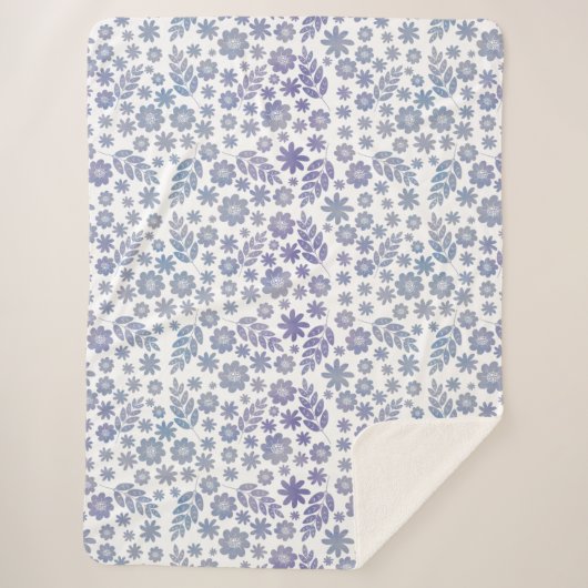 Gray & Lavender Floral Pattern Sherpa Deken (Voorkant)