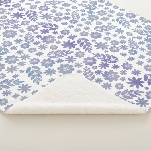 Gray & Lavender Floral Pattern Sherpa Deken (3/4)