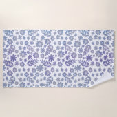 Gray & Lavender Floral Pattern Strandlaken (Voorkant)
