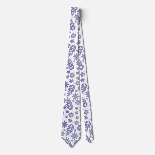 Gray & Lavender Floral Pattern Stropdas (Voorkant)