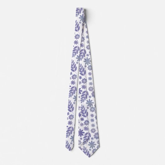 Gray & Lavender Floral Pattern Stropdas (Achterkant)