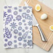 Gray & Lavender Floral Pattern Theedoek (Quarter Fold)